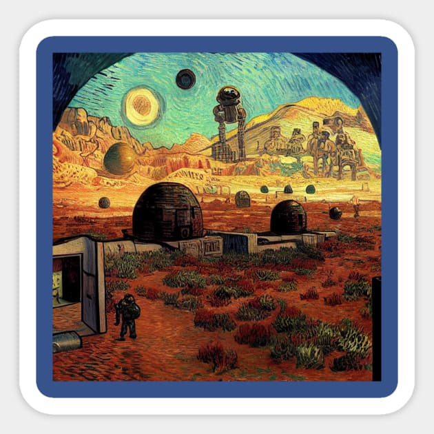 Starry Night in Mos Eisley Tatooine Sticker by Grassroots Green